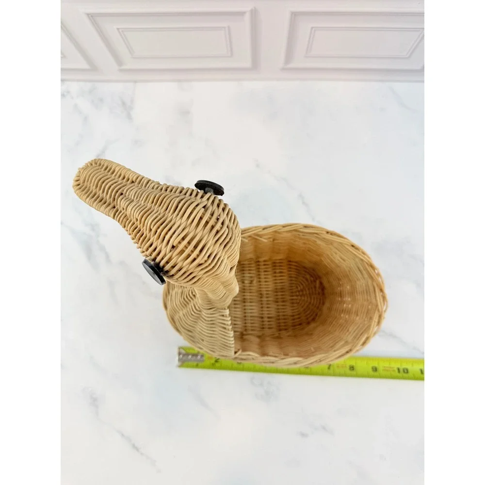 Vintage Woven Wicker Reed Duck Basket 10x8x5